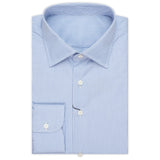 BESPOKE ATHENS Light Blue Hairline Striped Cotton Dress Shirt EU 42 NEW US 16.5
