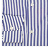 BESPOKE ATHENS Handmade Blue Striped Poplin Cotton Dress Shirt 43 NEW US 17