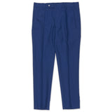 BESPOKE ATHENS Handmade Blue Wool-Mohair Flat Front Pants EU 50 NEW US 34