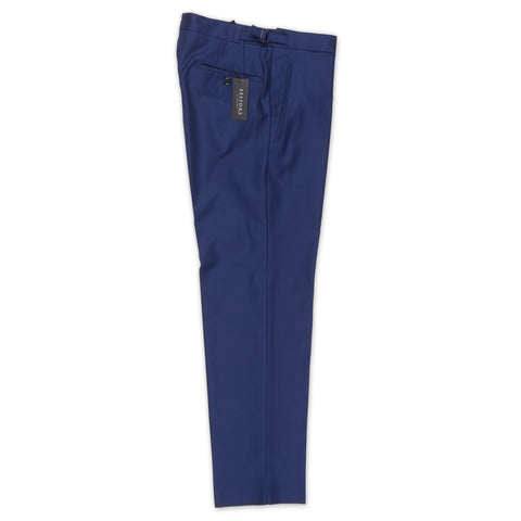 BESPOKE ATHENS Handmade Navy Blue Wool Flat Front Dress Pants EU 48 NEW US 32
