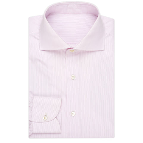 BESPOKE ATHENS Handmade Pink Striped Poplin Cotton Dress Shirt 41 NEW US 16