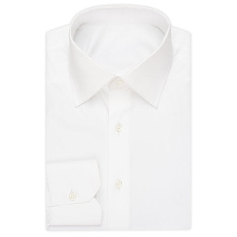 BESPOKE ATHENS Handmade White Poplin Cotton Dress Shirt EU 41 NEW US 16