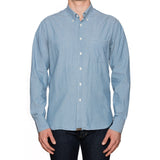 BILLY REID Solid Blue Cotton Button-Down Casual Shirt US L Standard Cut