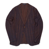 BOGLIOLI Galleria Bluish Brown Striped Wool-Silk Unconstructed Jacket 48 NEW 38