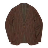BOGLIOLI Galleria Brown Striped Wool-Silk Unconstructed Jacket EU 48 NEW US 38