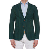 BOGLIOLI Galleria Green Striped Wool-Silk Unconstructed Jacket EU 48 NEW US 38