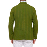 BOGLIOLI Galleria Lime Green Striped Wool-Silk-Linen Unconstructed Jacket 50 NEW