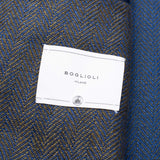 BOGLIOLI Milano "Dover" Blue Herringbone Linen-Cotton Unlined Jacket 48 NEW 38