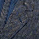 BOGLIOLI Milano "Dover" Blue Herringbone Linen-Cotton Unlined Jacket 48 NEW 38