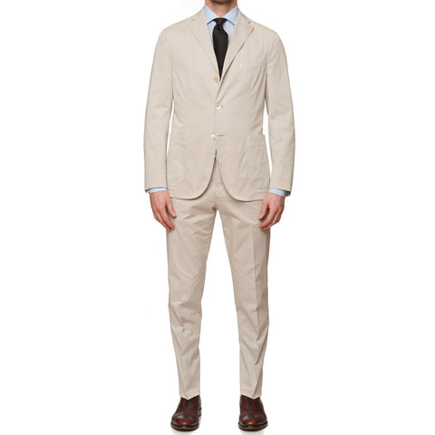 BOGLIOLI Milano "K. Jacket" Beige Twill Cotton 3 Button Unlined Suit NEW