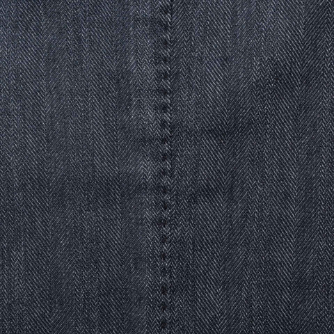 BOGLIOLI "K. Jacket" Blue Herringbone Cotton-Linen Unlined Jacket 48 NEW US 38