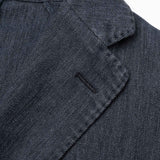 BOGLIOLI "K. Jacket" Blue Herringbone Cotton-Linen Unlined Jacket 48 NEW US 38
