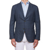 BOGLIOLI Milano "K. Jacket" Blue Plaid Wool-Silk Unlined Jacket EU 56 NEW US 46