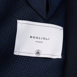 BOGLIOLI Milano "K. Jacket" Navy Blue Jacquard Cotton-Silk DB Jacket NEW