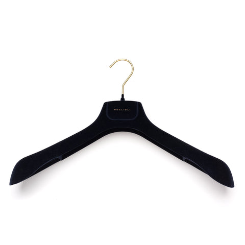 BOGLIOLI Navy Blue Plastic Velvet Jacket Hanger Set of 5 Size 42/M-L Adjustable