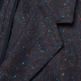 BOGLIOLI "70" Navy Blue Donegal Tweed Wool-Cotton Unlined Jacket 48 NEW US 38