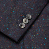 BOGLIOLI "70" Navy Blue Donegal Tweed Wool-Cotton Unlined Jacket 48 NEW US 38