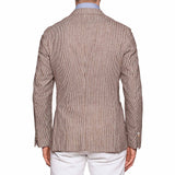 BOGLIOLI "K. Jacket" Brown Striped Wool-Cotton Unlined Peak Lapel Jacket NEW