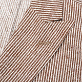 BOGLIOLI "K. Jacket" Brown Striped Wool-Cotton Unlined Peak Lapel Jacket NEW