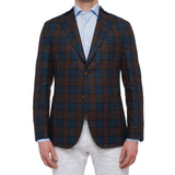 BOGLIOLI "K. Jacket" Plaid Wool-Linen Unlined Peak Lapel Jacket EU 50 NEW US 40