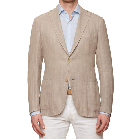 BOGLIOLI "K. Jacket" Sand Beige Hopsack Linen-Wool-Silk Unlined Jacket NEW
