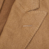 BOGLIOLI "K. Jacket" Tan Herringbone Cashmere-Linen Peak Lapel Jacket 48 NEW 38