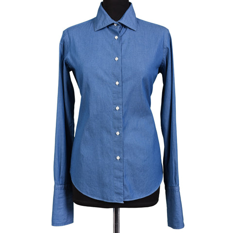 BOGLIOLI Milano Blue Denim Women Shirt Top IT 40 NEW US 4