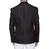 BOTTEGA VENETA Black Striped Cotton Blend 1 Button Jacket EU 52 NEW US 42