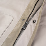 BOTTEGA VENETA Gray Taurus Leather Bomber Jacket with Velvet Lining 50 NEW US M