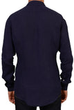 BRIAN&BARRY Milano Solid Navy Blue Pure Linen Summer Shirt US L EU 52 - SARTORIALE - 2