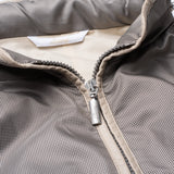 BRIONI Gray Houndstooth Silk Hidden Hooded Bomber Rain Jacket EU 50 NEW US M