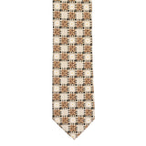 BRIONI Handmade Beige Geometric Silk Tie NEW