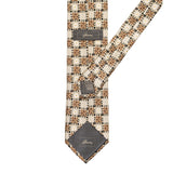 BRIONI Handmade Beige Geometric Silk Tie NEW