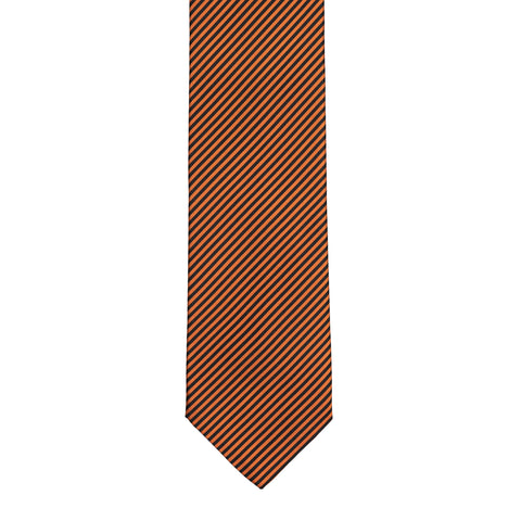 BRIONI Handmade Orange-Black Striped Silk Tie NEW