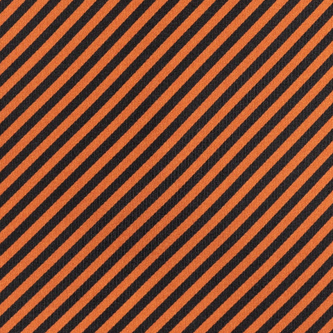 BRIONI Handmade Orange-Black Striped Silk Tie NEW