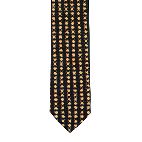 BRIONI Handmade Black Square Pin Dot Striped Silk Tie NEW