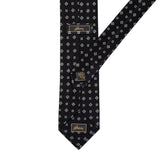 BRIONI Handmade Black Square Medallion Silk Tie NEW