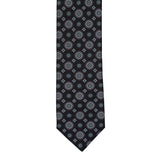 BRIONI Handmade Black Textured Medallion Silk Tie NEW