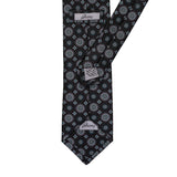 BRIONI Handmade Black Textured Medallion Silk Tie NEW