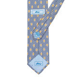 BRIONI Handmade Blue-Gray Micro-design Medallion Silk Tie NEW