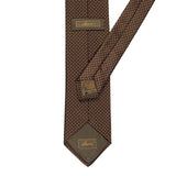 BRIONI Handmade Brown Geometric Micro-design Silk Tie NEW