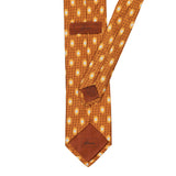 BRIONI Handmade Brown Micro-design Medallion Silk Tie NEW
