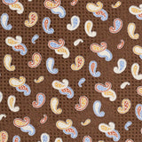 BRIONI Handmade Brown Paisley Silk Tie Pocket Square Set NEW