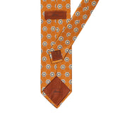 BRIONI Handmade Burnt Orange Floral Medallion Silk Tie NEW