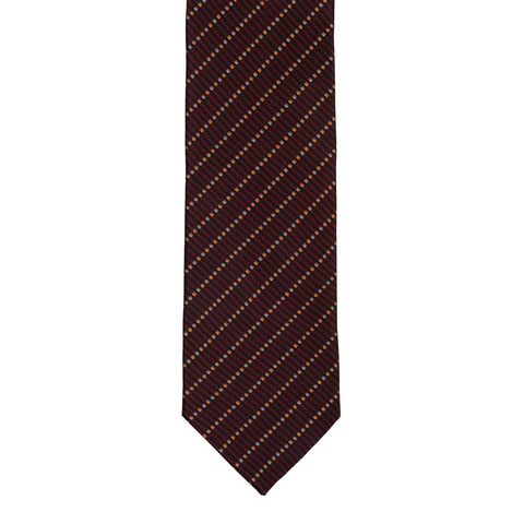 BRIONI Handmade Burgundy Micro-design Striped Silk Tie NEW