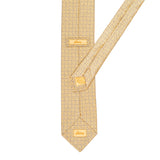 BRIONI Handmade Gold Micro-Design Silk Tie Pocket Square Set NEW