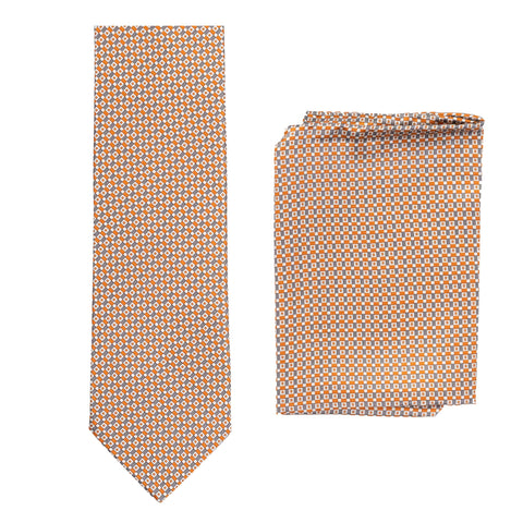 BRIONI Handmade Multicolor Geometric Micro-design Silk Tie Pocket Square Set NEW