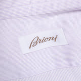 BRIONI Handmade Light Purple Striped Cotton Dress Shirt EU 45 NEW US 17.75
