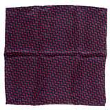 BRIONI Handmade Navy Blue Red Rhombus Medallion Silk Tie Pocket Square Set NEW