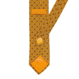 BRIONI Handmade Orange Floral Geometric Foulard Silk Tie NEW